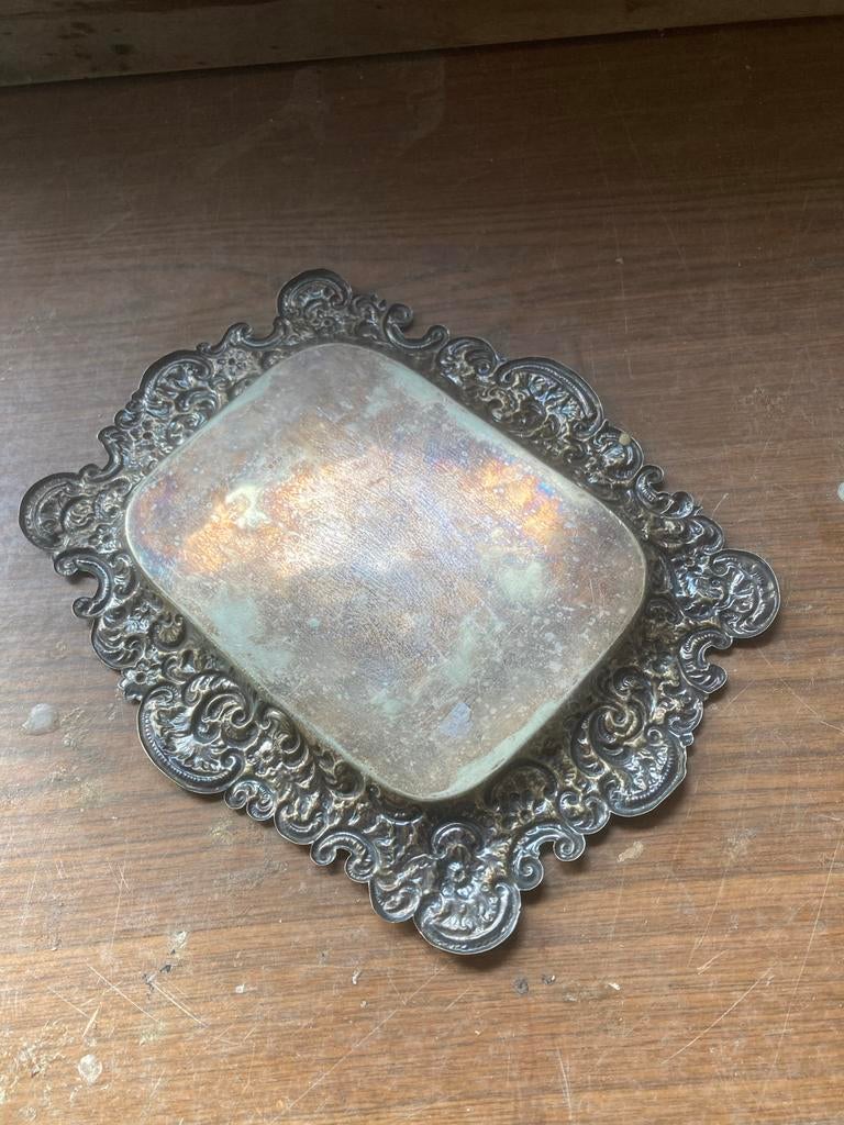 Antiek verzilverd Dienblad, Ophalen of Verzenden, Zilver