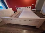 Tweepersoonsbed met elektrische lattenbodems, Ophalen, Beige, Tweepersoons, 180 cm