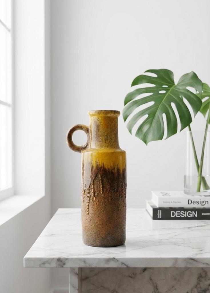 Vintage Scheurich vaas (HKliving stijl), Overige kleuren, Aardewerk of Porselein, Ophalen of Verzenden, Zo goed als nieuw