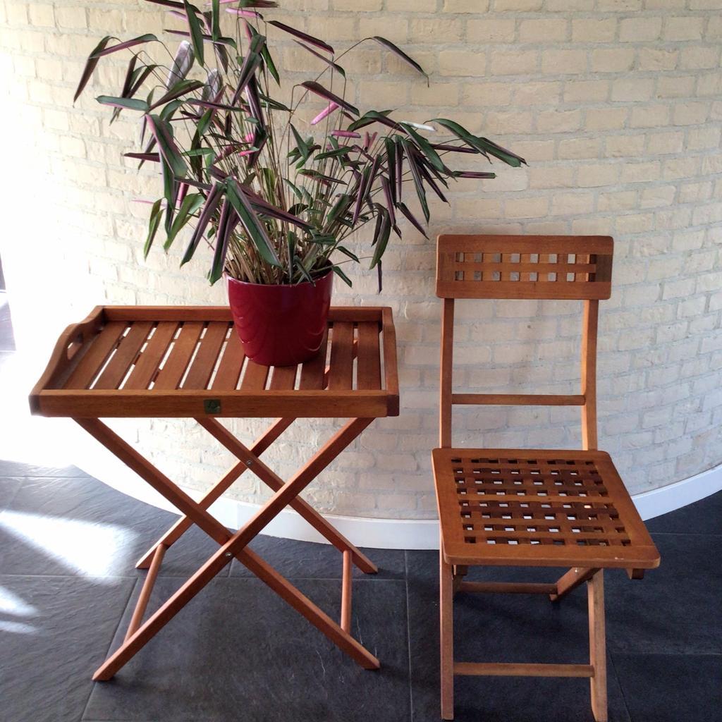 Dienbladtafel teakhout Ascot Collection, Bijzettafel, Hardhout, Zo goed als nieuw, Tuinset