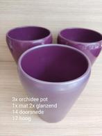 3 Bloempotten voor orchidee paars, Tuin en Terras, Bloempotten, Gebruikt, Rond, Binnen, Ophalen of Verzenden