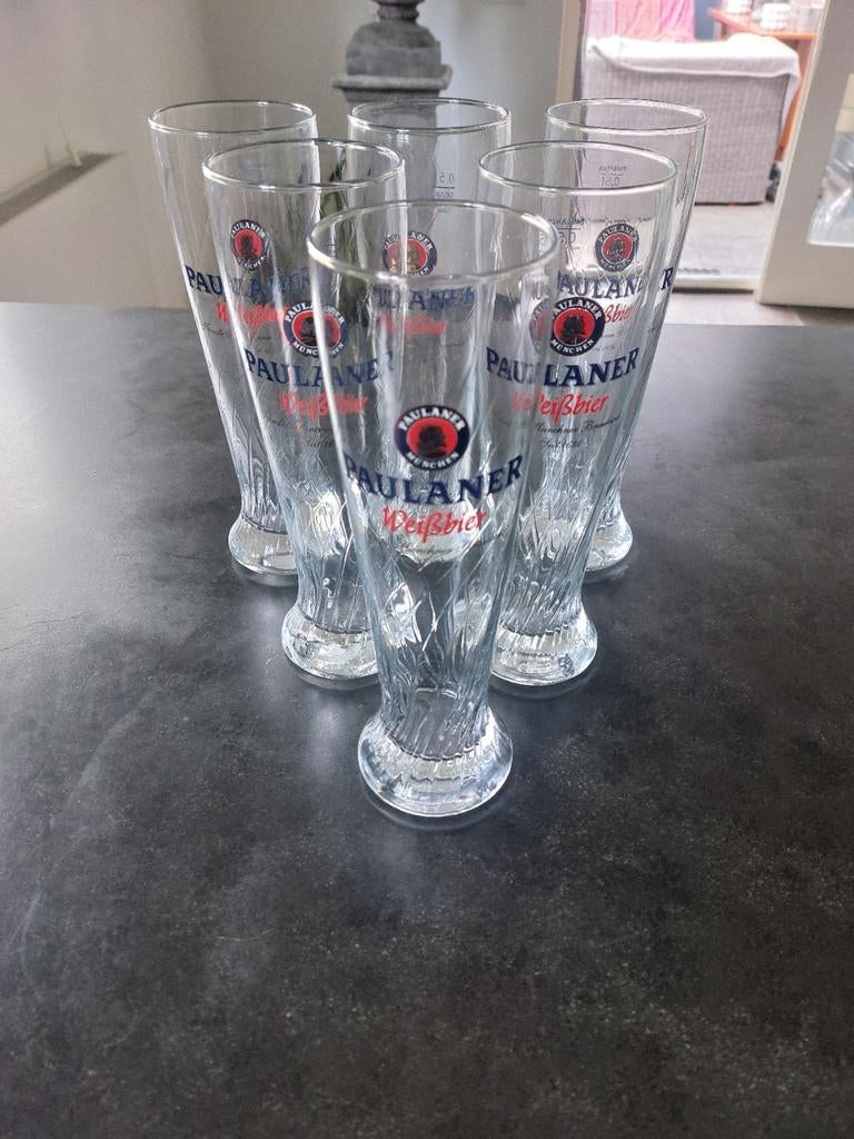 6 Paulaner bierglazen - Perfect voor de bierliefhebber!, Ophalen of Verzenden