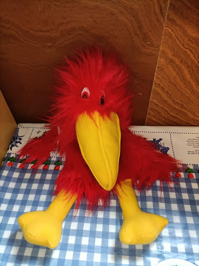 Kraai handpop vogel rood rekenhulp school 38 cm groot, Ophalen of Verzenden, Zo goed als nieuw, Overige typen