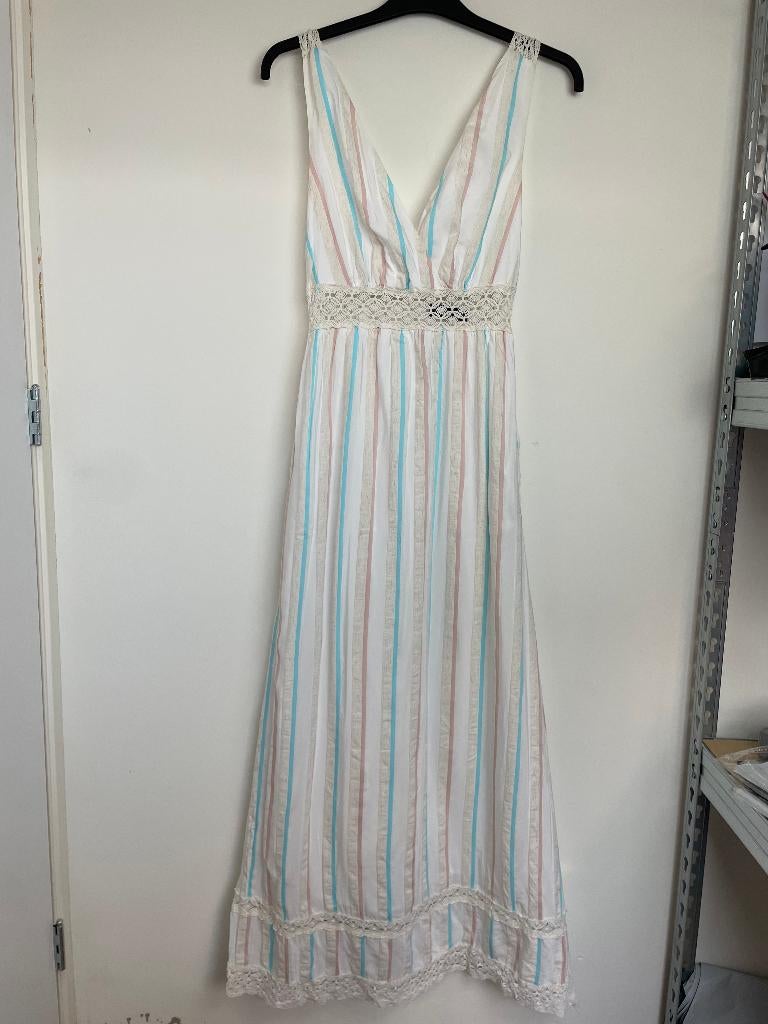 Trussardi Jeans mouwloze maxi-jurk boho gestreept kant XS, Trussardi Milano S.p.A., Blauw, Via Burlamacchi Francesco 4, 20135, Milan