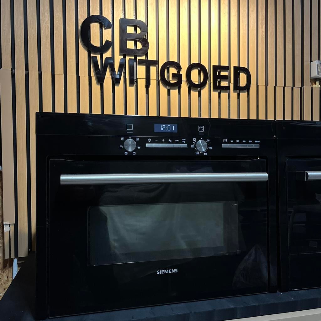 Luxe Siemens set combi oven magnetron en combi stoomoven, Zo goed als nieuw, Oven met grill, Inbouw, 45 tot 60 cm