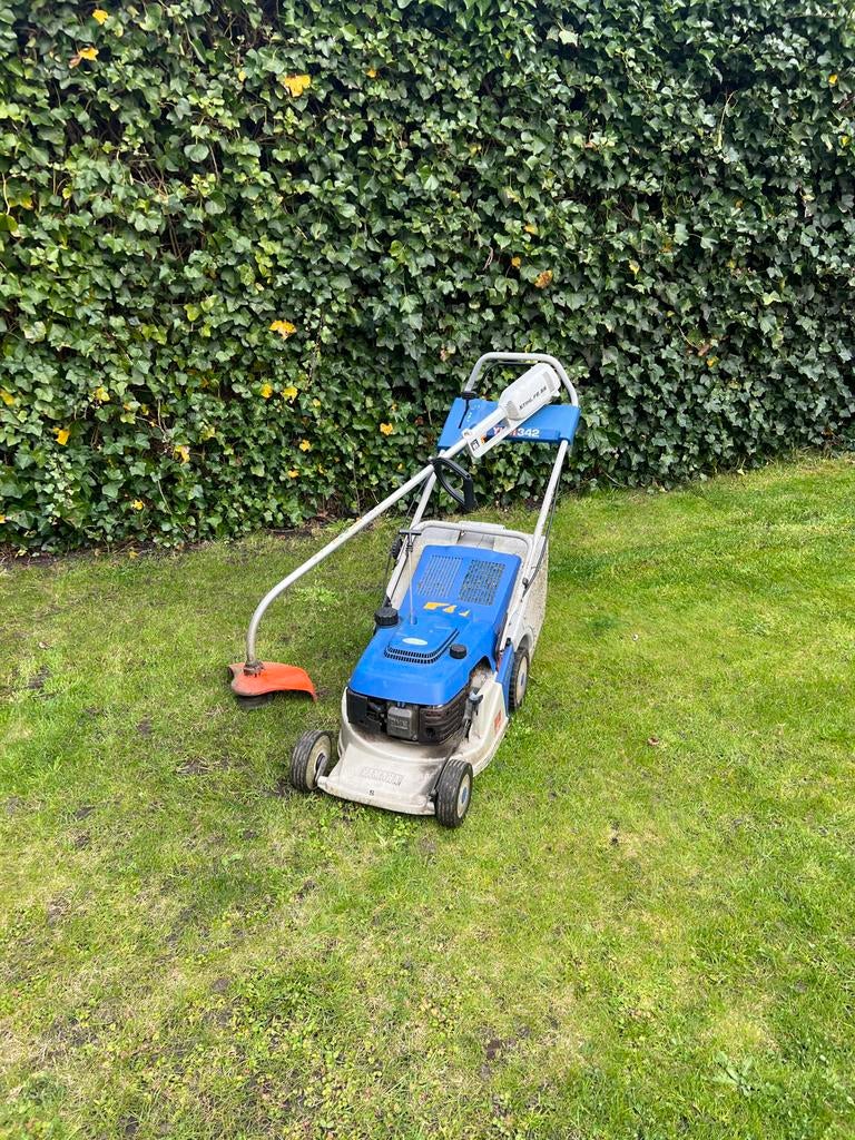 Grasmaaier (benzine) & Bermmaaier (elektrisch) - Set, Ophalen, Cirkelmaaier, Gebruikt, Opvangbak