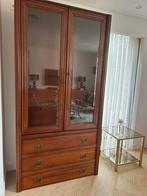 Massief warm kersenhouten vitrine kast, Gebruikt, 100 tot 150 cm, 200 cm of meer, Ophalen of Verzenden