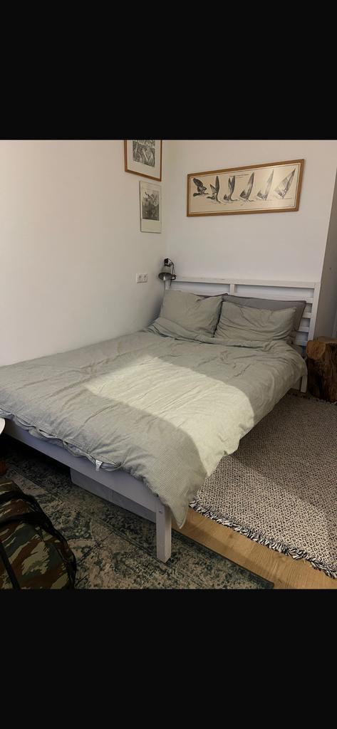 Tweepersoonsbed IKEA, Huis en Inrichting, Slaapkamer | Bedden, Tweepersoons, 140 cm, 200 cm, Hout, Wit, Ophalen of Verzenden