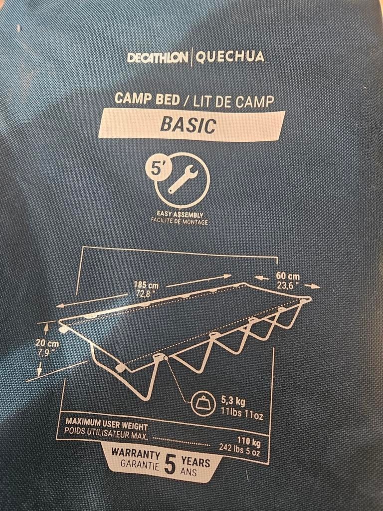 2x Decathlon Quechua Basic Campingbedden - Zeer Goede Staat, Ophalen of Verzenden, Zo goed als nieuw, 1-persoons
