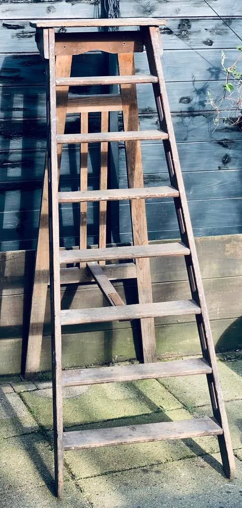 Oude houten trap - Decoratieve ladder, Antiek en Kunst, Ophalen of Verzenden