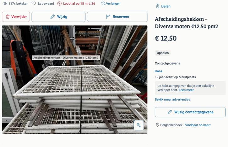 Afscheidingshekken - Diverse maten €12,50 pm2 € 12,50, Tuin en Terras, Schuttingen, Hout, 1 tot 2 meter, Minder dan 3 meter, Ophalen