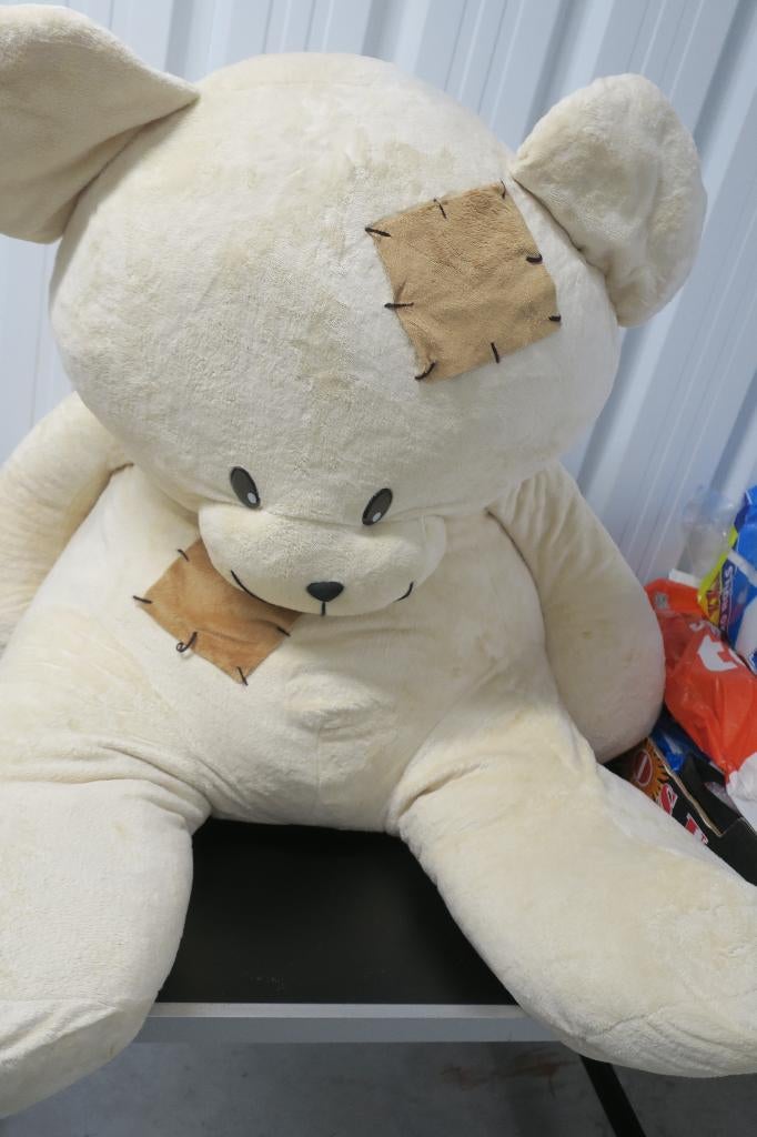 Zachte Teddybeer wit met accenten Zeer GROOT / 1 meter, Ophalen of Verzenden, Zo goed als nieuw, Beer