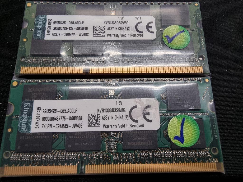 16GB (2x8GB) 1333Mhz PC3-10600 DDR3 2RX8 Kingston, Computers en Software, RAM geheugen, DDR3, Ophalen of Verzenden, Zo goed als nieuw