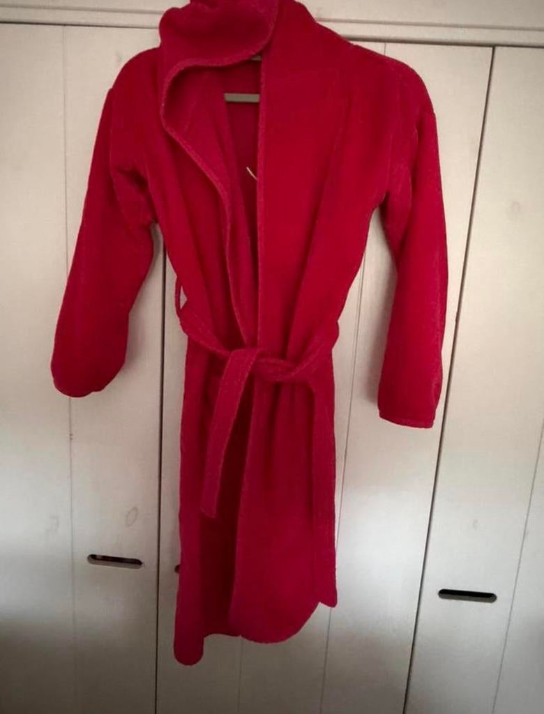 Badjas 8-10 jaar Velours fuchsia met naam Evi, Ophalen of Verzenden, Meisje, Nacht- of Onderkleding