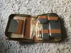 Vintage Reis necessaire Set in Leren Etui, Bruin, Gehele gezicht, Ophalen of Verzenden, Zo goed als nieuw