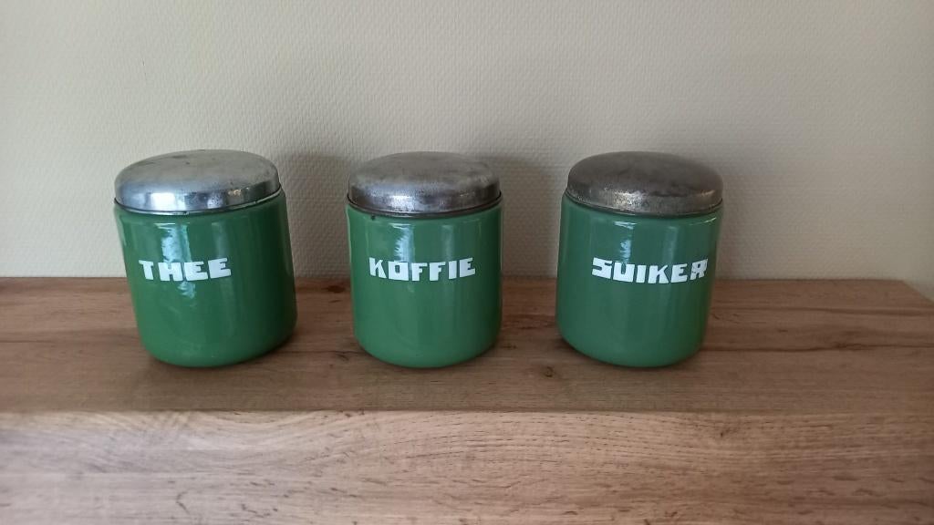 vintage voorraadbussen, Antiek en Kunst, Antiek | Emaille, Ophalen of Verzenden