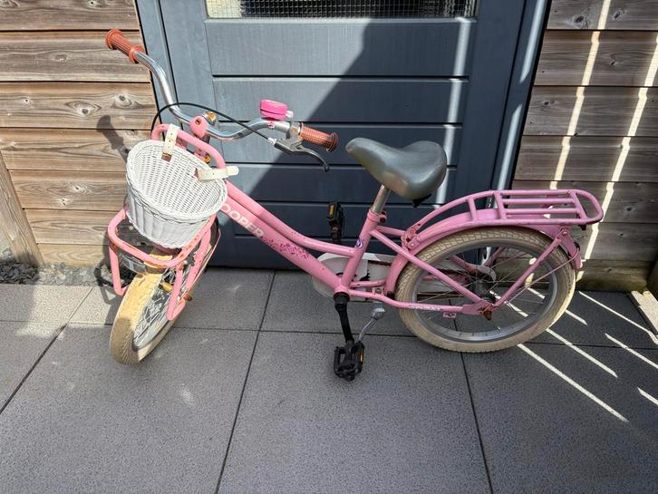 Meisjesfiets Popal Cooper 18 inch roze, Fietsen en Brommers, Fietsen | Meisjes, Gebruikt, 18 inch, Handrem, Ophalen
