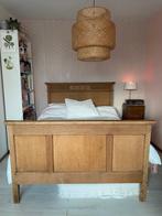 Antiek massief houten bed 130x190cm, Ophalen, Gebruikt, Bruin, Vintage