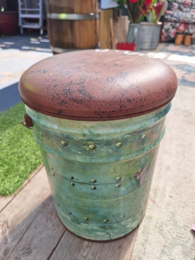 Blikken emmer kruk groen, Ophalen, Gebruikt