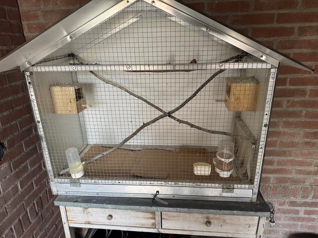 80cm breed 40 cm diep voorkant gaas de rest trespa, Ophalen of Verzenden, Aluminium, Vogelkooi