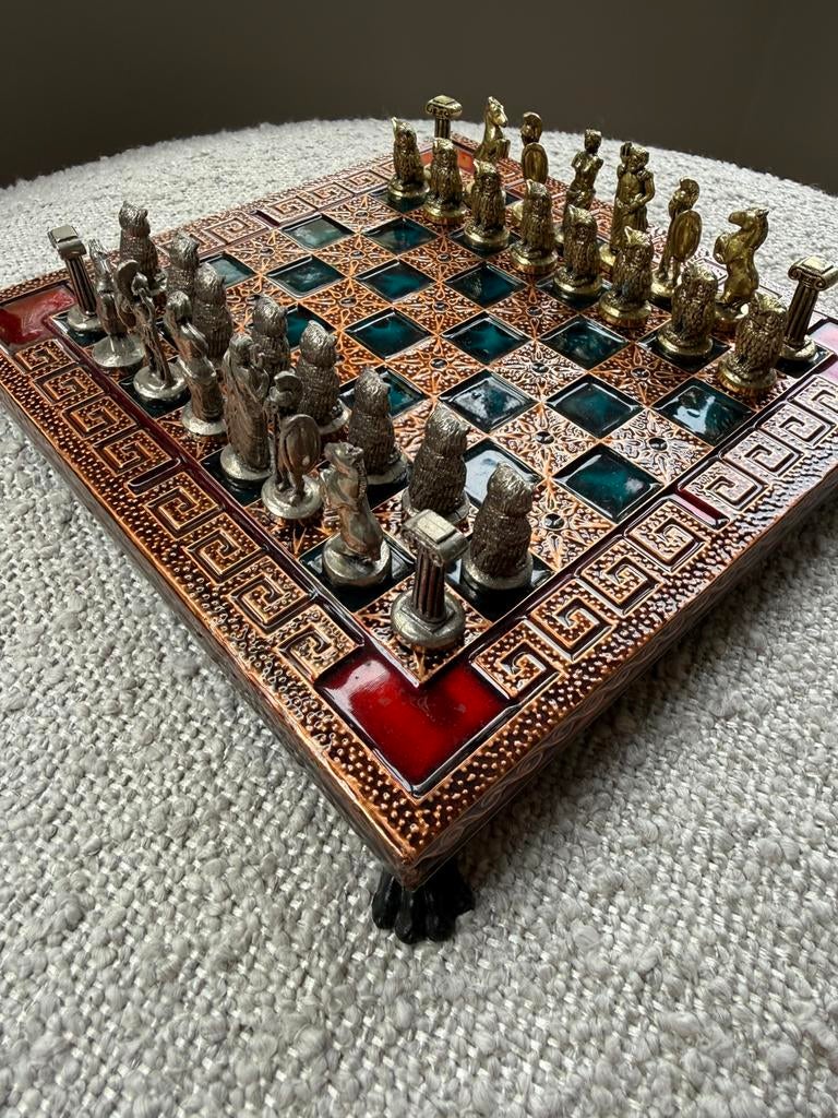 Handgemaakt Grieks schaakspel, Hobby en Vrije tijd, Denksport en Puzzels, Gebruikt, Schaken, Ophalen