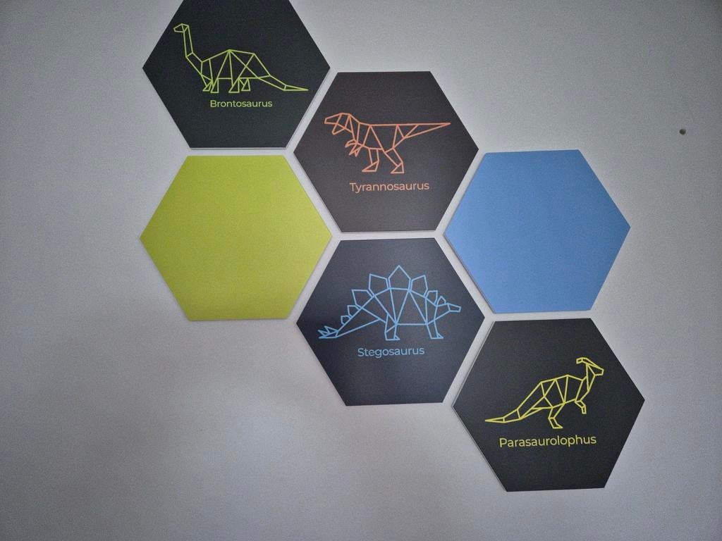 Dinosaurus Hexagon Wanddecoratie Kinderkamer Magnetisch, Ophalen of Verzenden