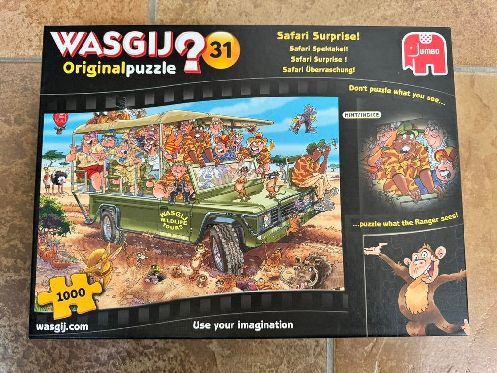 Wasgij puzzel Safari Surprise, Ophalen of Verzenden, 500 t/m 1500 stukjes, Zo goed als nieuw, Legpuzzel