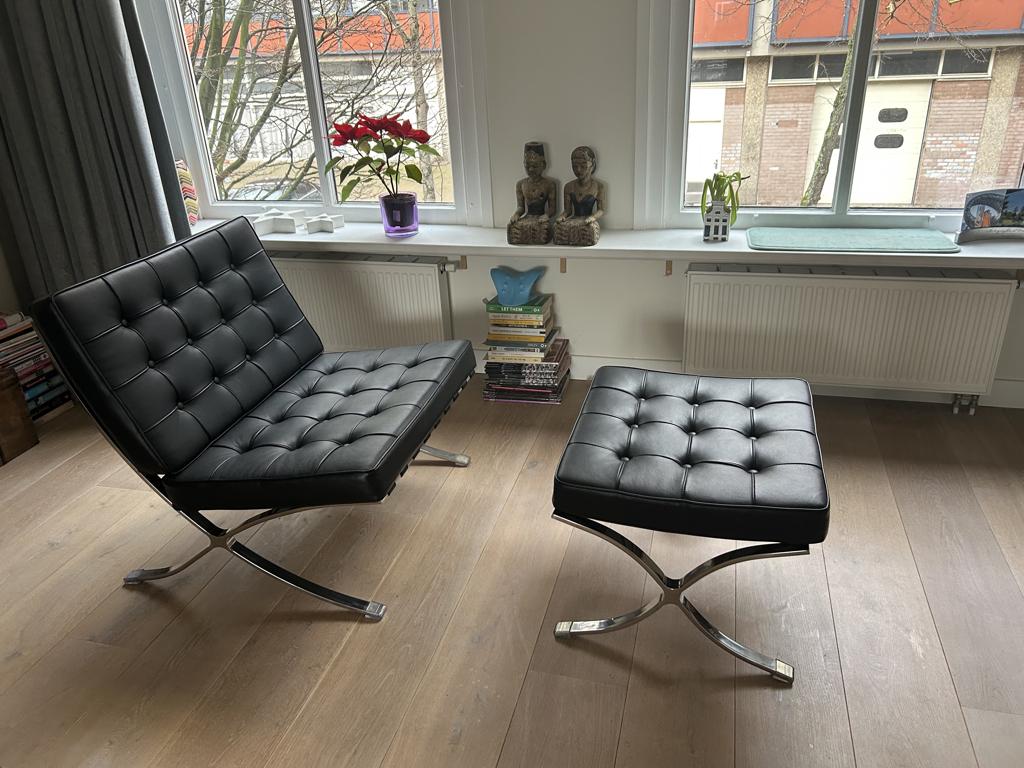 Barcelona Chair zwart, Huis en Inrichting, Fauteuils, Ophalen, Overige materialen, Gebruikt, Minder dan 75 cm