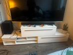 Wit tv-meubel met lades en open vakken, Huis en Inrichting, Kasten | Televisiemeubels, Gebruikt, Ophalen of Verzenden, 200 cm of meer