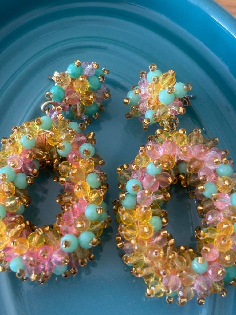 Oorbellen Lott (stekers/hangers), Sieraden, Tassen en Uiterlijk, Oorbellen, Overige materialen, Verzenden, Zo goed als nieuw, Roze