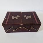 Antiek harmonica kistje naaikist met highland terriers, Ophalen of Verzenden