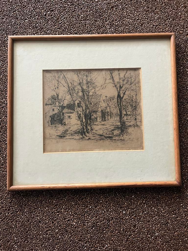 Ingelijst landschap schilderij, Antiek en Kunst, Ophalen of Verzenden