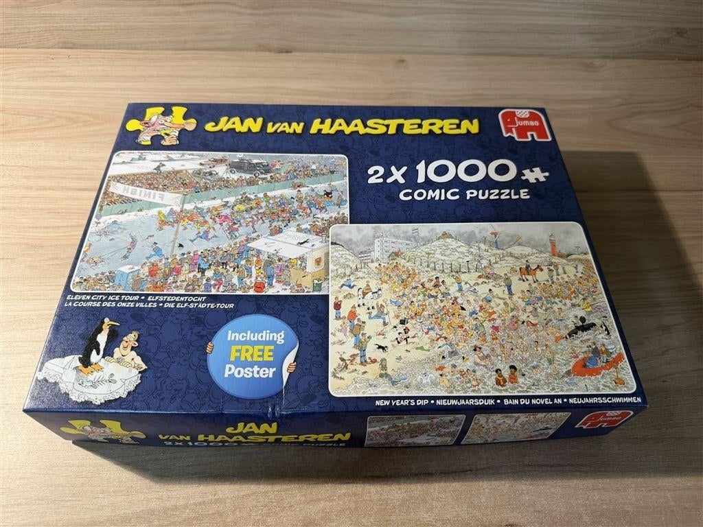 Jan van Haasteren - elfstedentocht - nieuwjaarsduik - 2in1 -, Ophalen of Verzenden, 500 t/m 1500 stukjes, Zo goed als nieuw