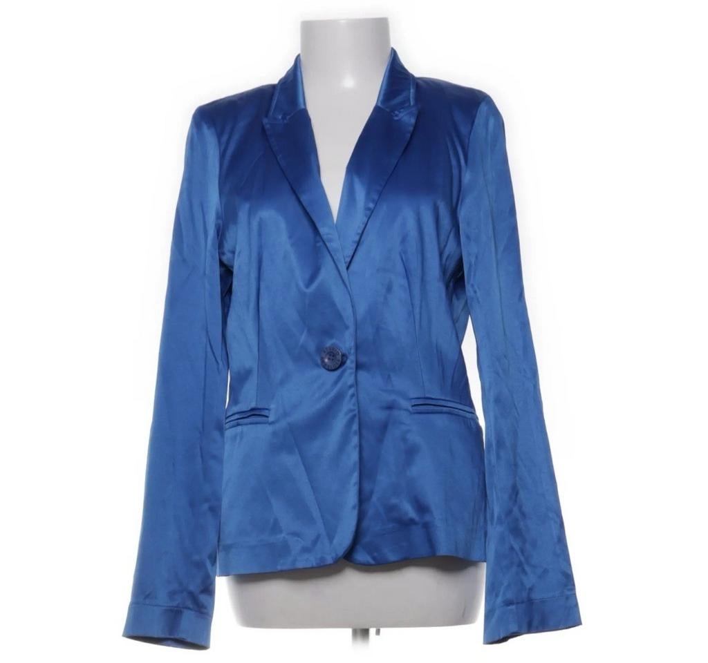 Studio Anneloes Satijnglans Blauwe Blazer Maat M, Maat 38/40 (M), Studio Anneloes, Zo goed als nieuw, Jasje