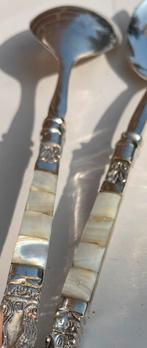 Slabestek Slacouvert Lepel Vork Salade Verzilverd Parelmoer, Ophalen of Verzenden