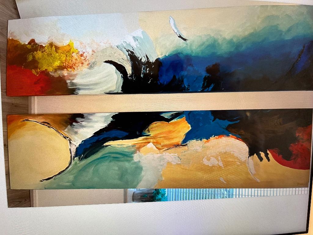 Tweeluik, abstract, origineel Beatrix Laanen, Ophalen