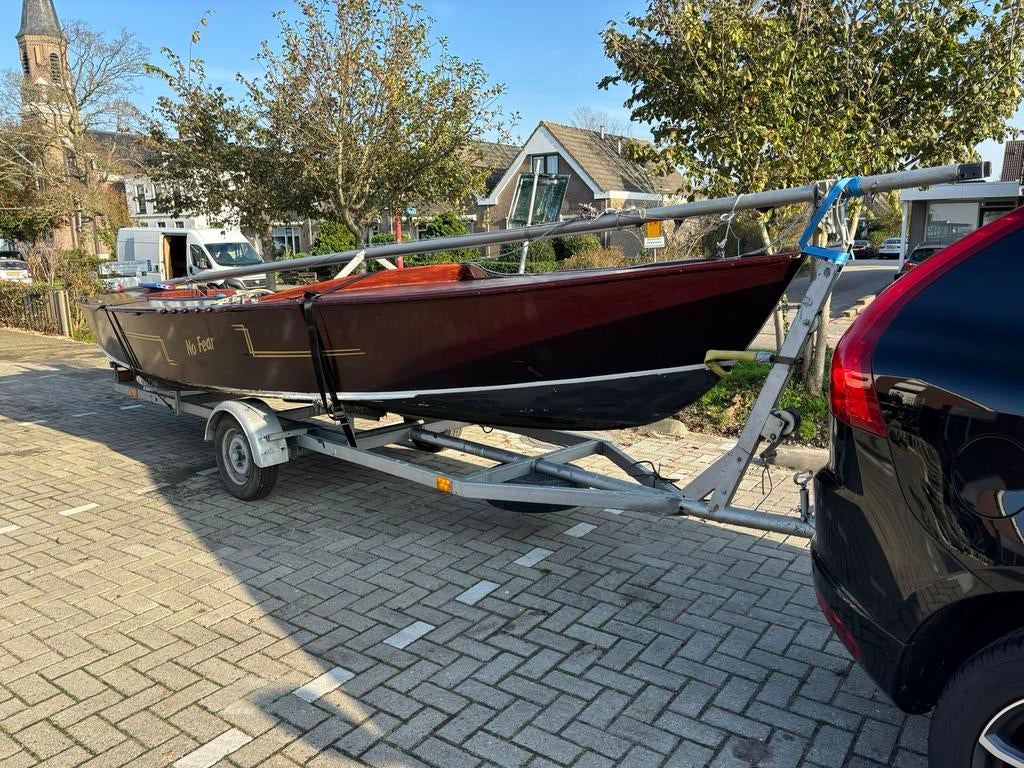 Houten Spanker, incl bb-motor en trailer, Ophalen, Gebruikt, Hout, 3 tot 6 meter