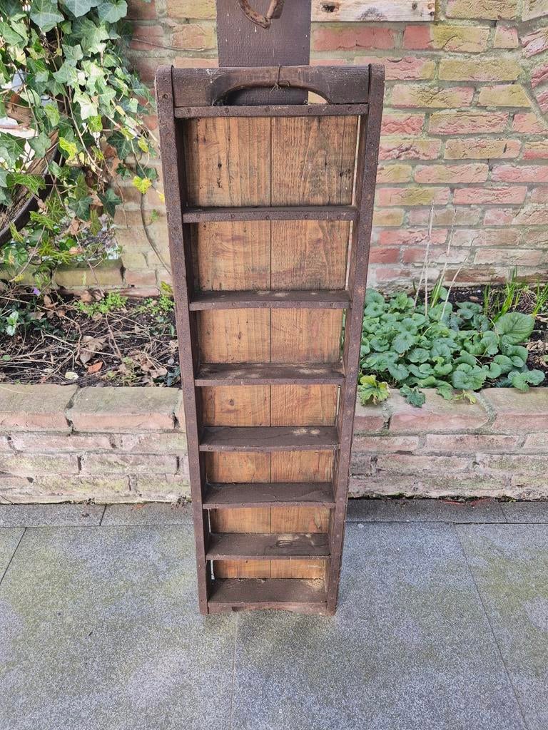 Antieke Baksteenmal Wandrek - Rustiek Houten Rek, Antiek en Kunst, Ophalen of Verzenden