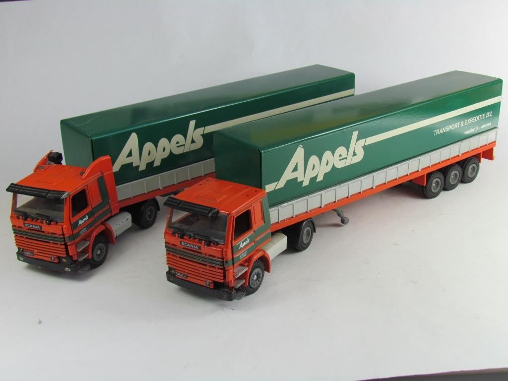 Tekno Scania R142 huifoplegger APPELS, Ophalen of Verzenden, Gebruikt, Bus of Vrachtwagen, Tekno