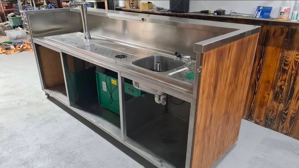 Professionele RVS Bar met tap installatie van Heineken, Witgoed en Apparatuur, Thuistaps, Ophalen, Gebruikt