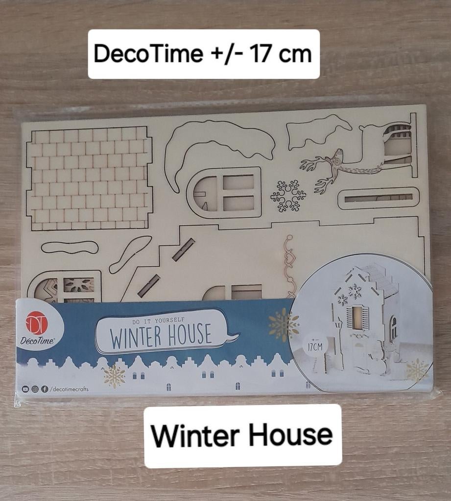 DecoTime Houten Winter Huisje Bouwpakket, Hobby en Vrije tijd, Ophalen, Nieuw