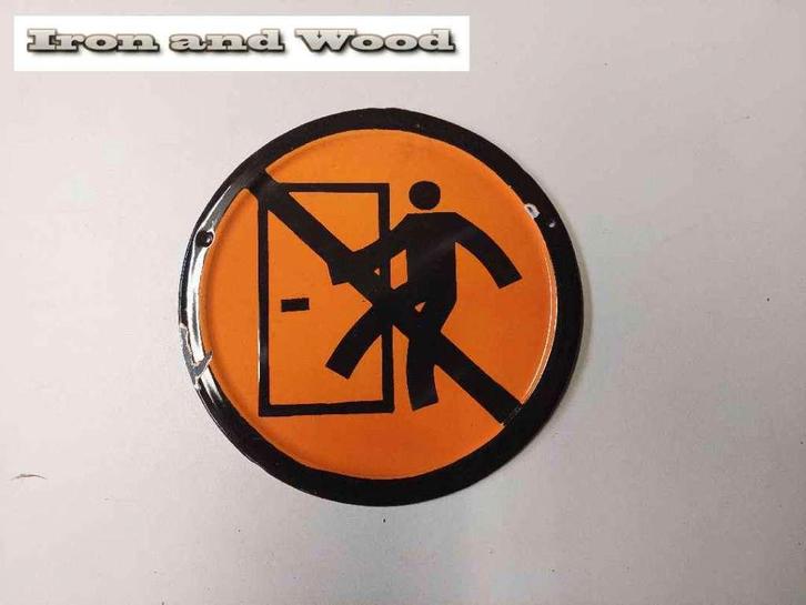 Oud wandbord - emaille met verboden doorgang - D25 - oranje, Huis en Inrichting, Woonaccessoires | Wanddecoraties, Gebruikt, Ophalen
