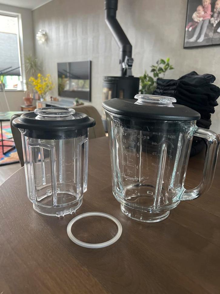 Kitchenaid Blenderbekers Glas & Kunststof met Deksel (2 st.), Witgoed en Apparatuur, Blenders, Gebruikt, Blender-accessoire, Ophalen of Verzenden