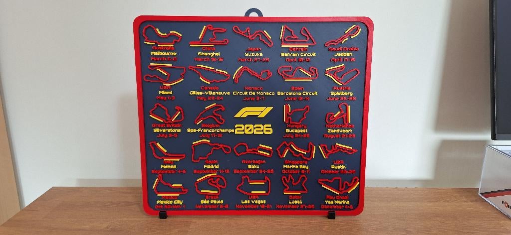 F1 kalender 2026 Red Bull stijl bord, Ophalen of Verzenden, Nieuw, Formule 1