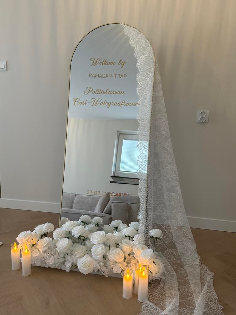 TE HUUR welkomstspiegel, welkomstbord, welcome mirror, Huis en Inrichting, Ophalen, Minder dan 50 cm, Zo goed als nieuw, Minder dan 100 cm