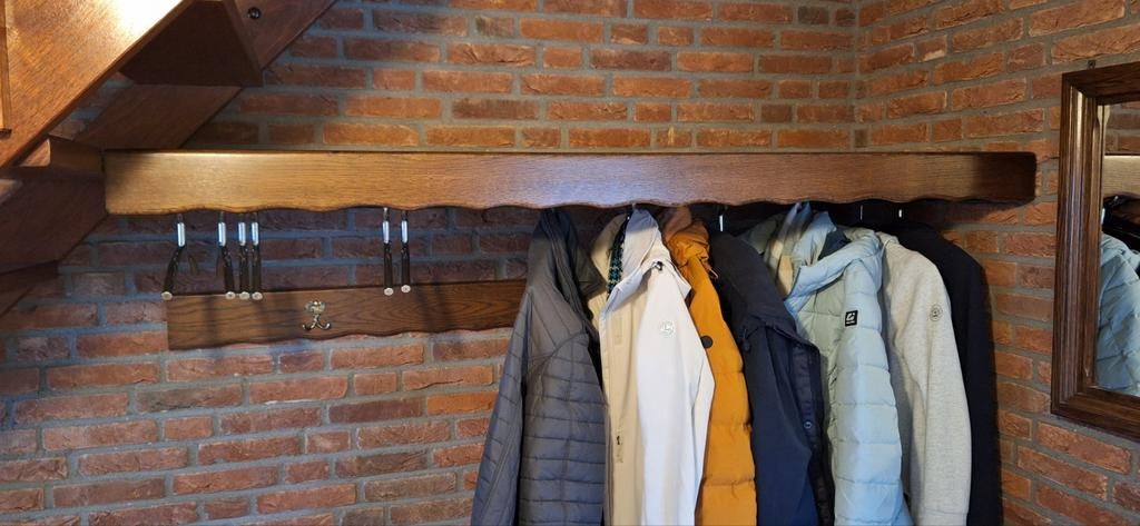 Eiken kapstok en bijbehorende spiegel, Ophalen, Hout, Wandkapstok, Minder dan 100 cm