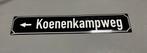 Oud Emaille straatnaambord 'Koenenkampweg' met pijl, Ophalen of Verzenden