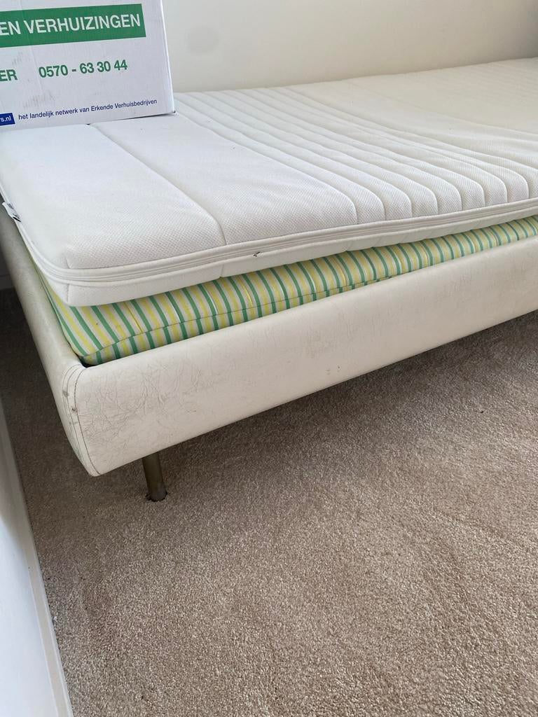 Auping vintage eenpersoonsbed 90x200cm, hand verstelbaar, Ophalen, 90 cm, Eenpersoons, Wit