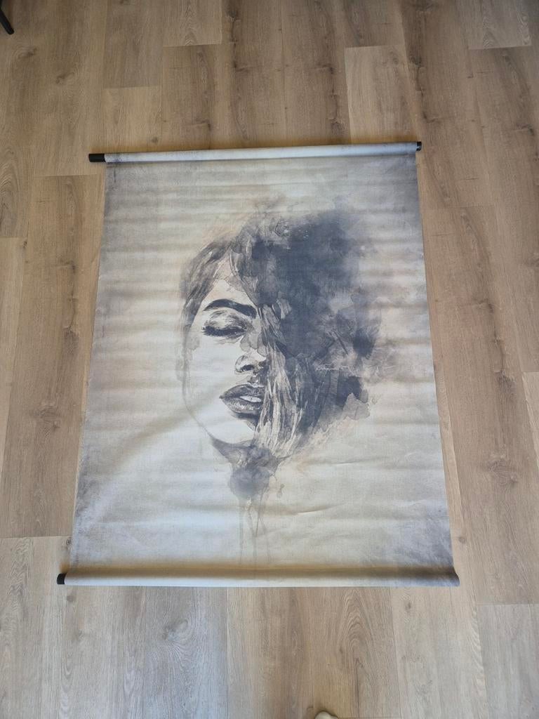 NIEUW! Wandkleed; Abstracte Vrouw Gezicht op rol, Ophalen