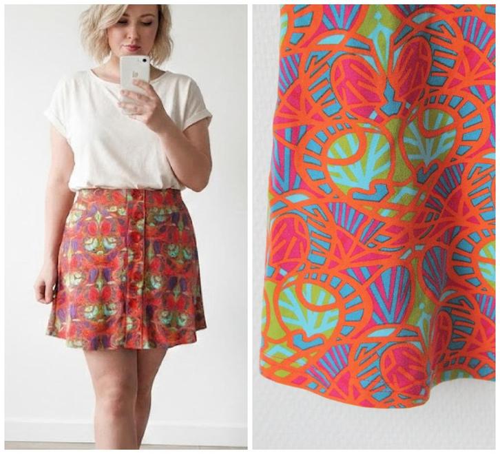 Lien & Giel - prachtige gekleurde rok / maat L, Kleding | Dames, Rokken, Zo goed als nieuw, Maat 42/44 (L), Overige kleuren, Boven de knie